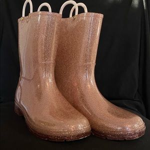 Justice Girls Gold Glitter Rain Boots